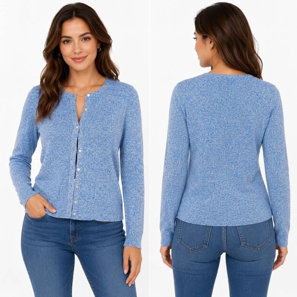 LOFT Outlet XS Blue Cotton Button Front Cardigan